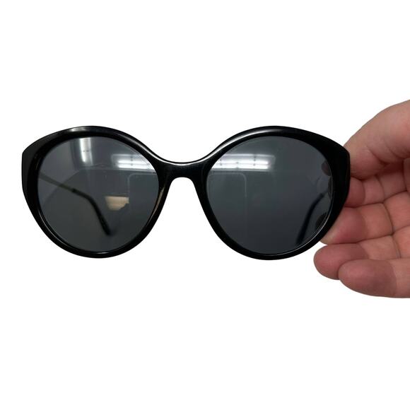 Prada SPR18X Polarized Dark Gray Lense Black Sunglasses Round - Picture 1 of 7